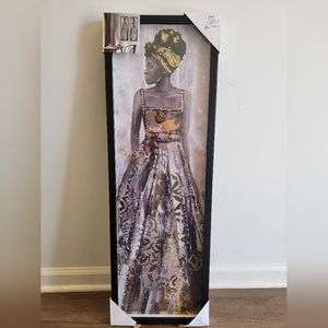 African Inspired Wall Art with Frame, 35.5"×12"